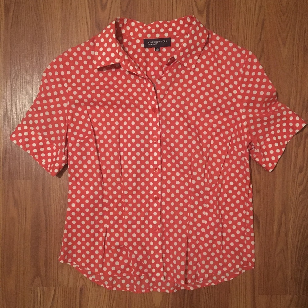Jones New York Orange Polkadot Blouse